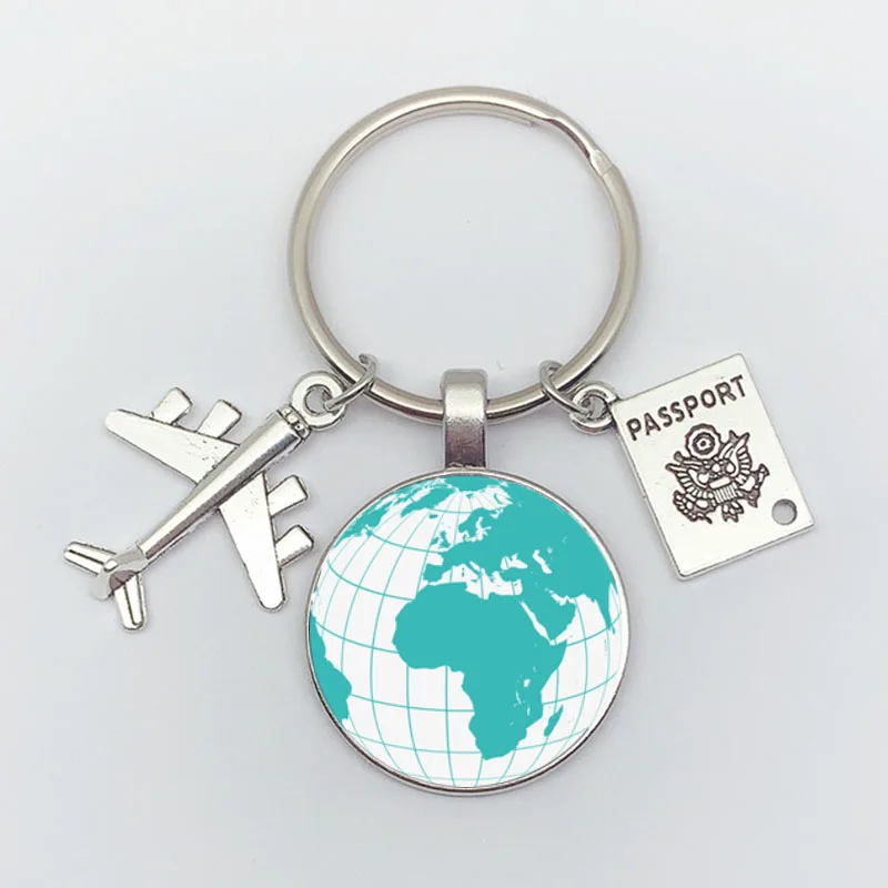 Earth Aircraft Keychain Pendant Earth Compass Personalized Commemorative Keyring Gift for Travel Lovers