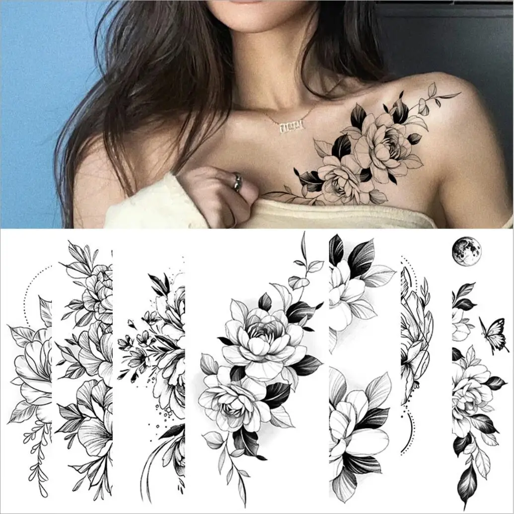 

Waterproof Temporary Tattoo Sticker I Love You Flash Tattoos Lip Print Flowers Body Art Arm Fake Sleeve Women T1944