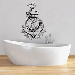 Nautical Home Decor Anchor Compass Wall Sticker Vinyl Interior Design art Bathroom Decals Beach Decoration Housewares Mural S339