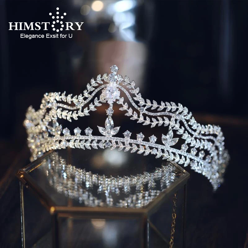 Himstory-tiara nupcial de cristal con diamantes de imitación, diadema Vintage, accesorios para el cabello de boda, diadema para desfile, accesorios para el cabello