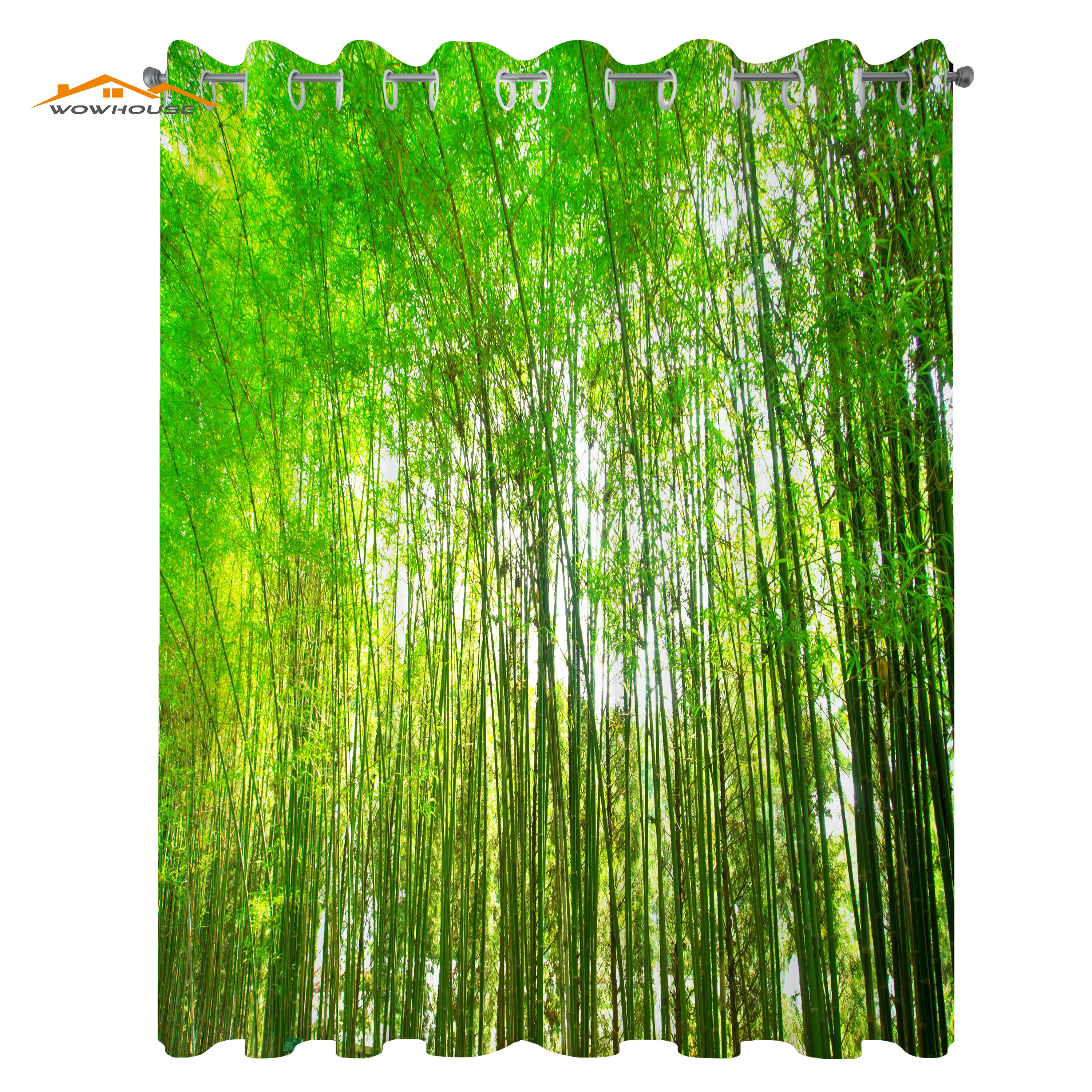 Bamboo Tree Window Curtains Fresh Tall Bamboo Forest Natural Botanical Garden Growth Ecology Living Room Decor Bedroom Yellow