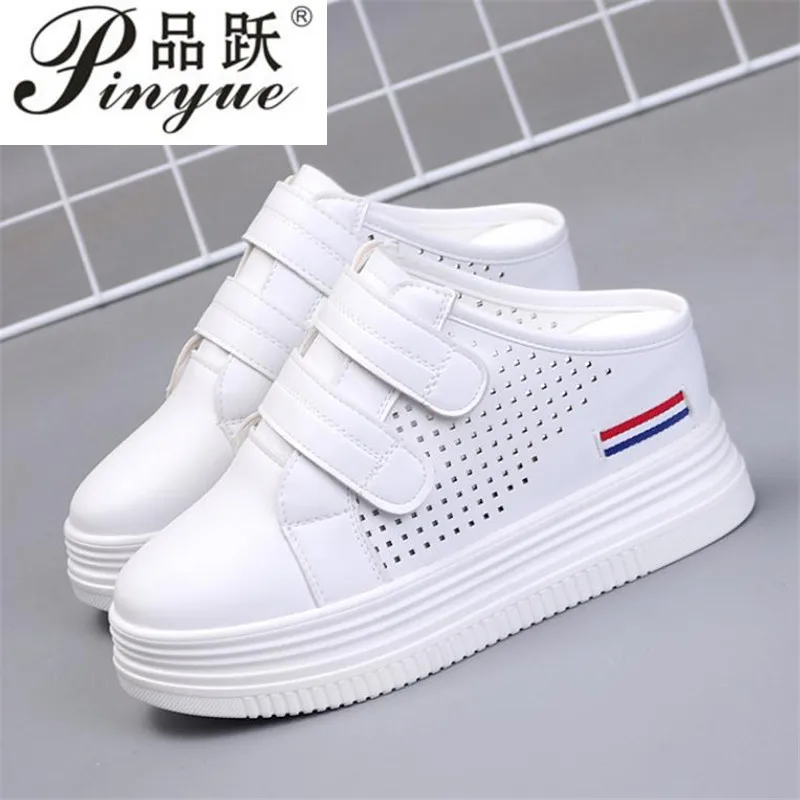 Summer White Korean Version of The Thick-soled Women's Vulcanized Shoes Fashion Mesh Breathable Non-slip Baotou Slippers