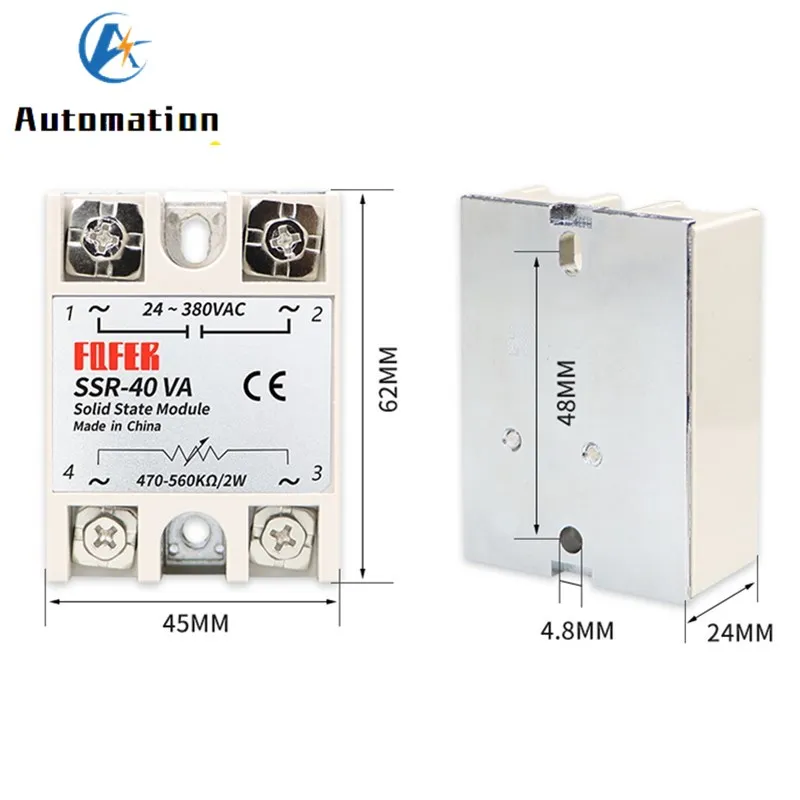 Solid State Relay SSR-10VA SSR-25VA SSR-40VA 10A 25A 40A Relais Regulator 24-380VAC Output SSR 10VA 25VA 40VA 50VA 60VA 100VA