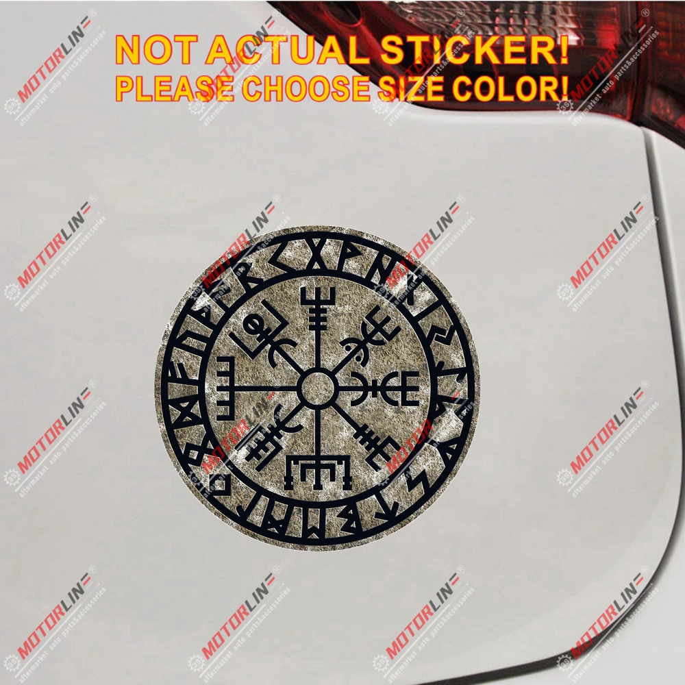 Helm Of Awe Decal Sticker Vegvisir Viking Compass Rune reflective glossy style c pick size