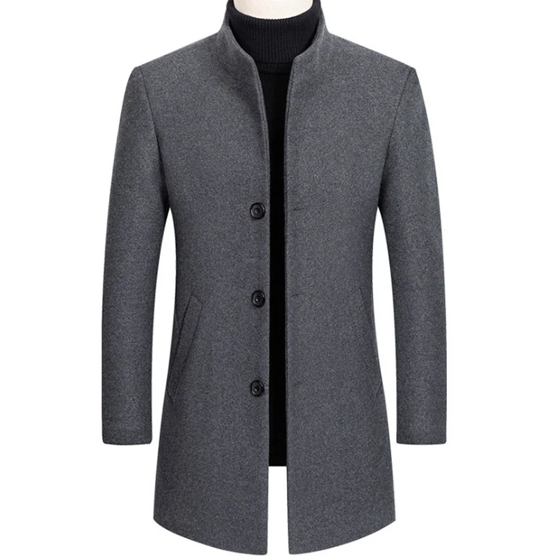 

Nice New Wool & Blends Coat Men Autumn Winter Long Trench Coat Business Casual Thick Woolen Jacket Men Overcoats Brand Clothing