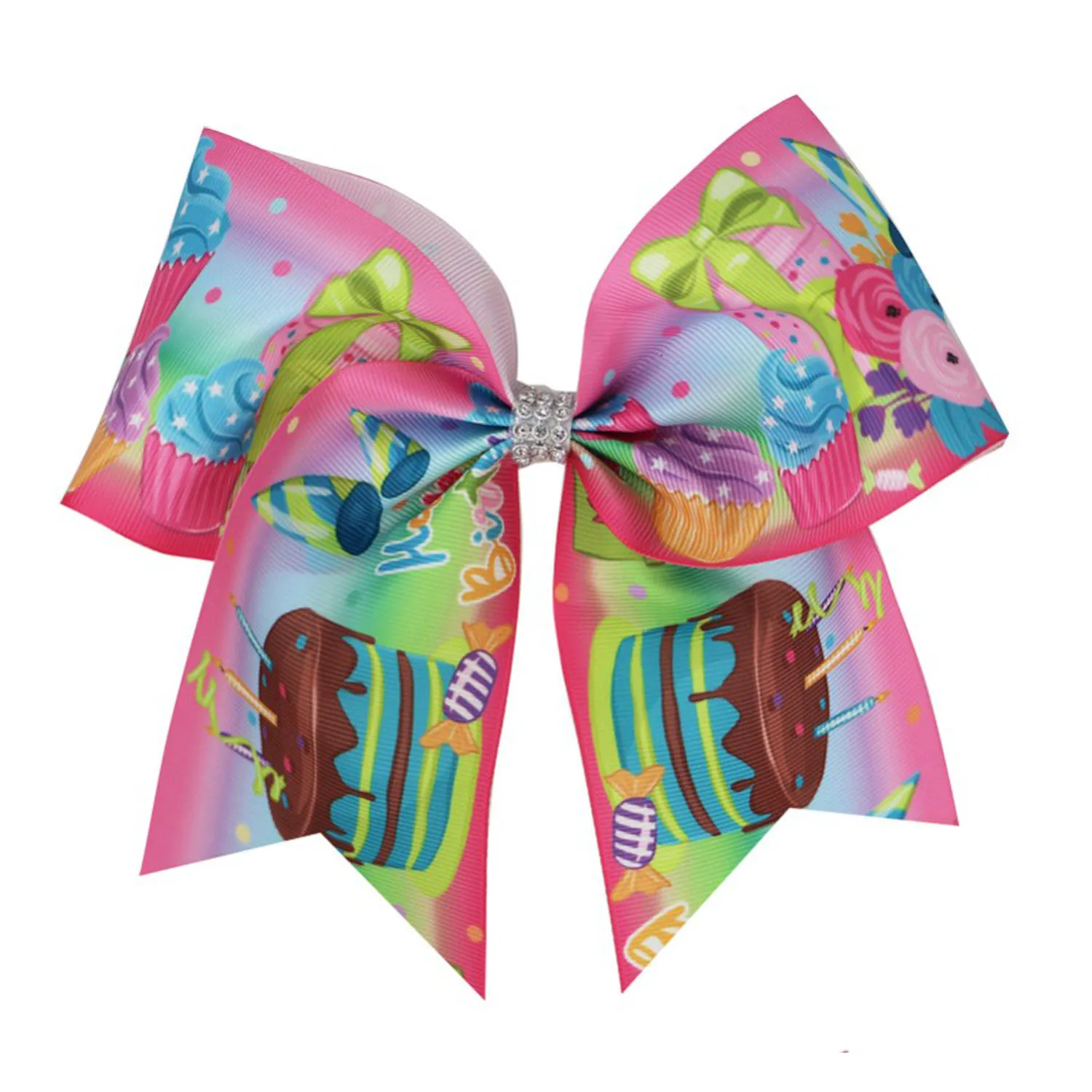 NEW  1pcs/10pcs Happy Birthday 8inch Large Cheer Bows  Holder Elastic Band Handmade for Teen Girls Softball Cheerleader Sports