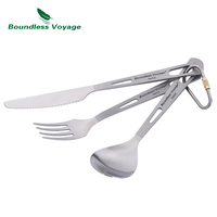 Boundless Voyage Camping Cutlery Set Titanium Spoon Fork Knife Spork Chopsticks Straw Outdoor Tableware Travel Daily Flatware