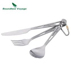 Boundless Voyage Camping Cutlery Set Titanium Spoon Fork Knife Spork Chopsticks Straw Outdoor Tableware Travel Daily Flatware