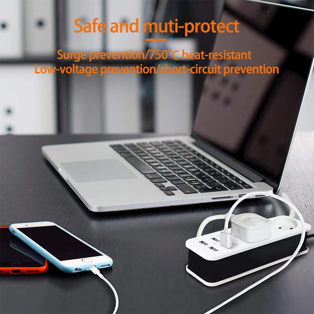 4.0mm/4.8mm EU /KC Plug Power Strip With 4 USB Portable Extension Socket Plug AC Power Travel Adapter USB Smart Phone Charger