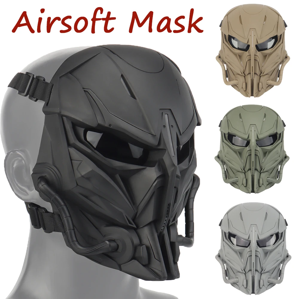 

Tactical Airsoft Mask Outdoor Militar Hunting Paintball Equipment Halloween Cosplay Mask Full Face Protective Breathable Masks