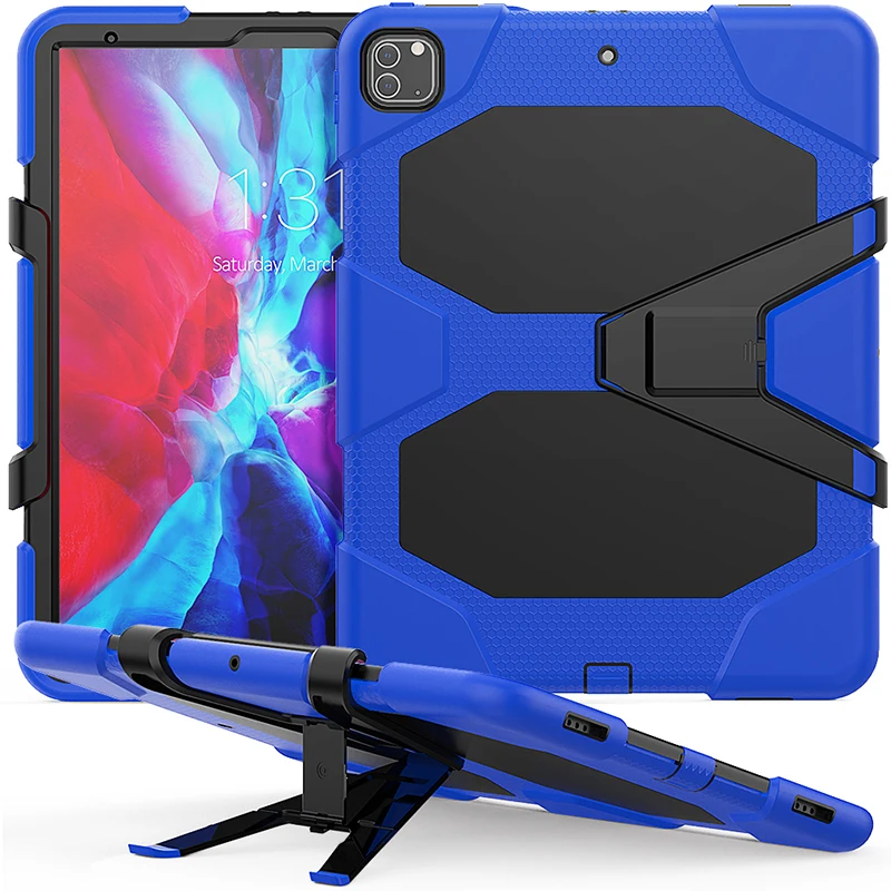 Capa de silicone à prova de choque com kickstand para ipad pro 12.9 (6th gen) caso durável para ipad pro 12.9 capa áspera 2022 2021 2018