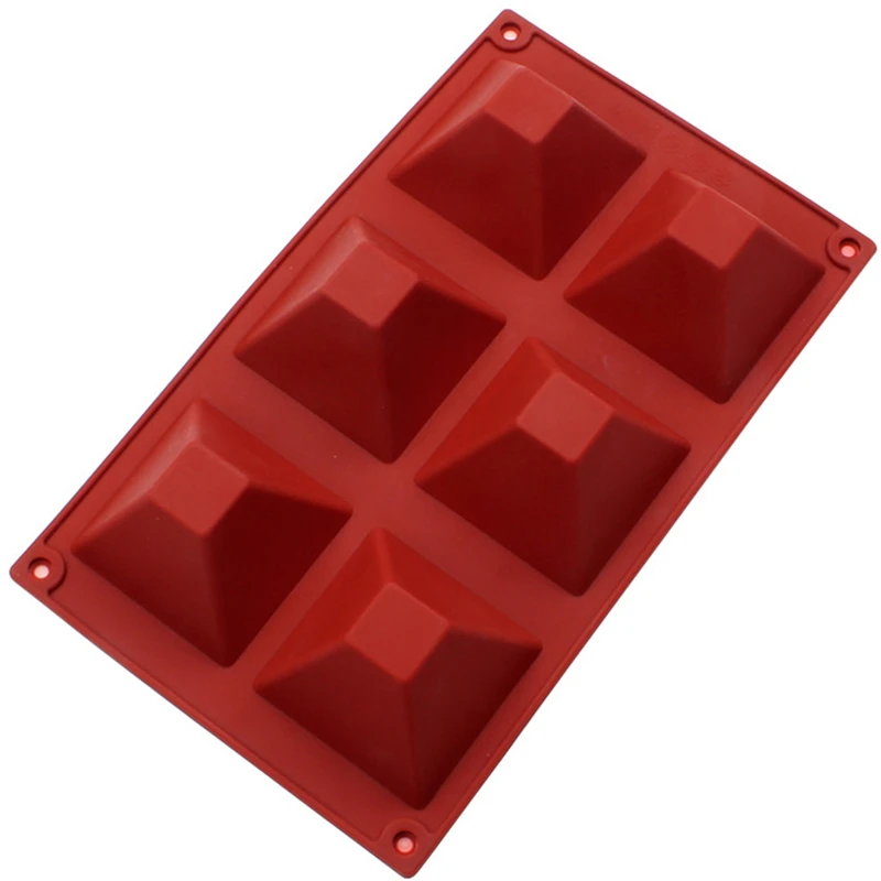 6 Cavity Pyramid Square Silicone Chocolate Cake Mold Pastry Molds Chocolate Jelly Mousse Cake Mould Cake Pan m072