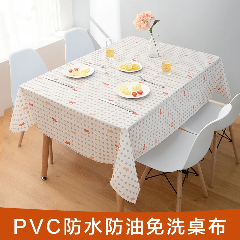 Rectangular tablecloth waterproof, anti-scald and oil-proof PVC plastic disposable coffee table and desk fabric student desk mat