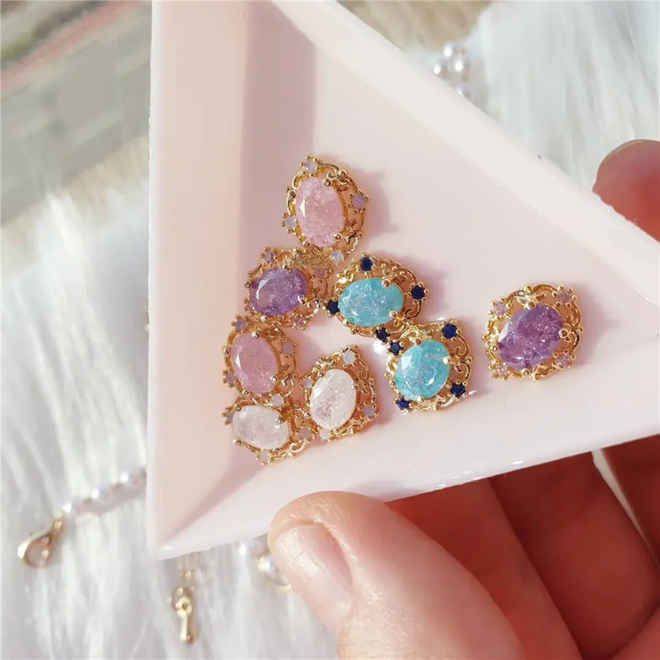 10pcs Baroque รูปไข่น้ําแข็งดอกไม้ Zircon เล็บคริสตัลเครื่องประดับ Rhinestone เล็บอุปกรณ์เสริมอุปกรณ์ตกแต่ง Charms