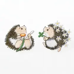 1 Pair Hedgehog Patches Iron on for Clothing Decoration Repair Decals Sewing On Motif Patches Embroidery Patches