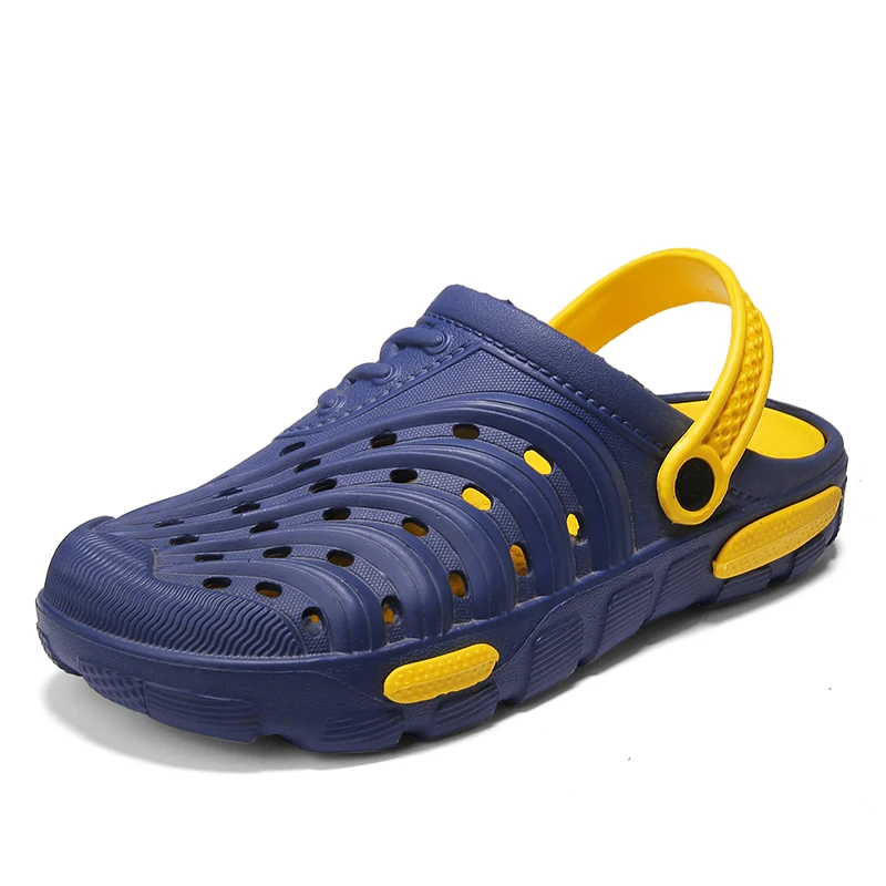 2021 New Fashion Sandals Men Clogs Slippers Soft Bottom Beach Jelly Clogs Male Comfy Breathable Water Garden Ankle-Wrap Sandals