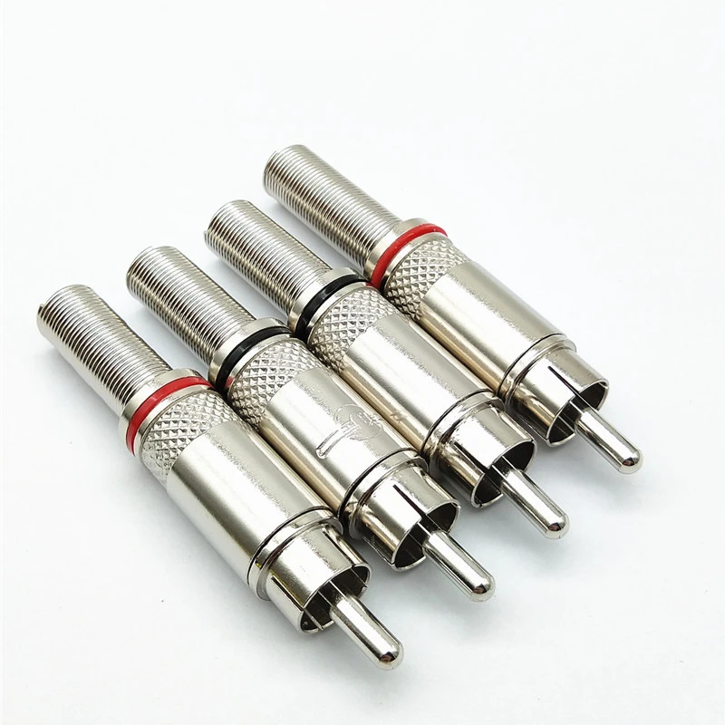 4Pcs/lot Good Quality RCA welding  Silver-plated RCA Connector RCA Male plug adapter for AV Audio Vidiod Wire Connector plug