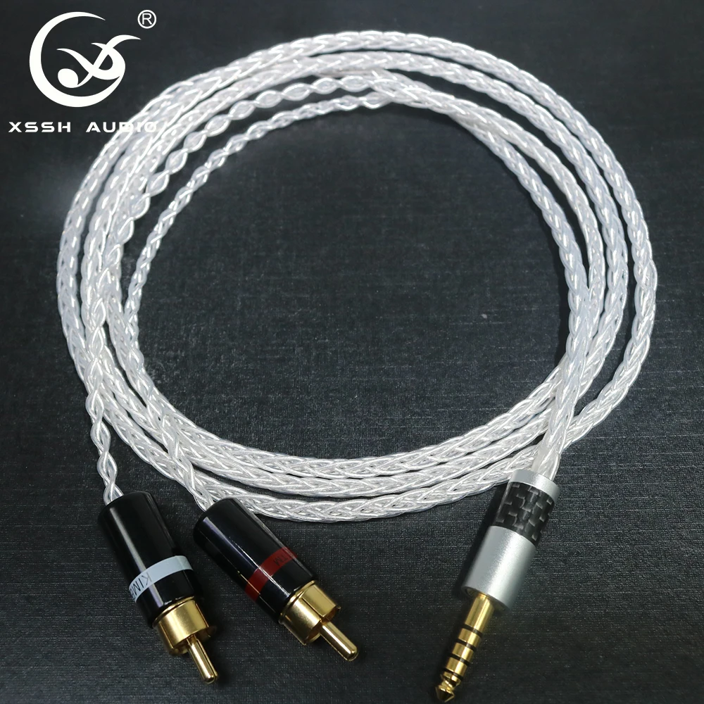 

Audio Video Lines YIVO XSSH DIY OEM 4.4mm to 2 RCA 8 Core Silver Plated Pure Copper Headphone Earphone Extension Cable Wire Cord