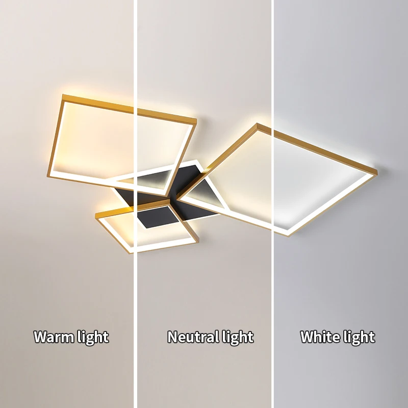 Lámpara de techo cuadrada LED minimalista, moderna, de Metal, para sala de estar, dormitorio, cocina, decoración de interiores