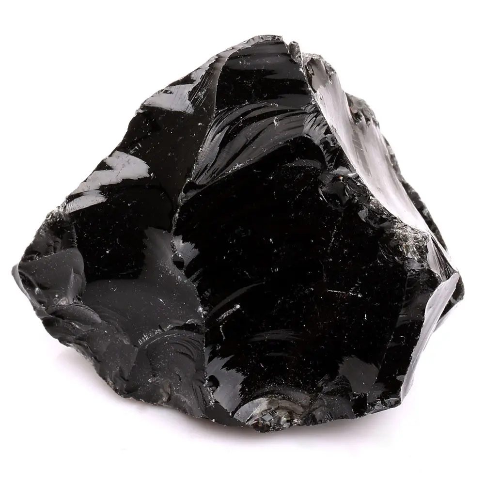 Rauer natürlicher schwarzer Obsidian, unregelmäßige Form, roher Quarz, Heilkristalle, Steine, Mineralspezimen, Dekoration – Detail 2