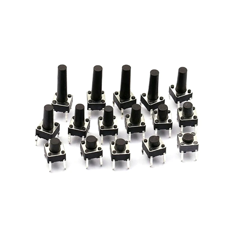 50PCS/LOT 6x6mm Tact Switch Push Button Switch 12V Copper 4PIN DIP Micro Switch For TV/Home Use Button 6*6 6*6*4.3/5/6/7-13MM