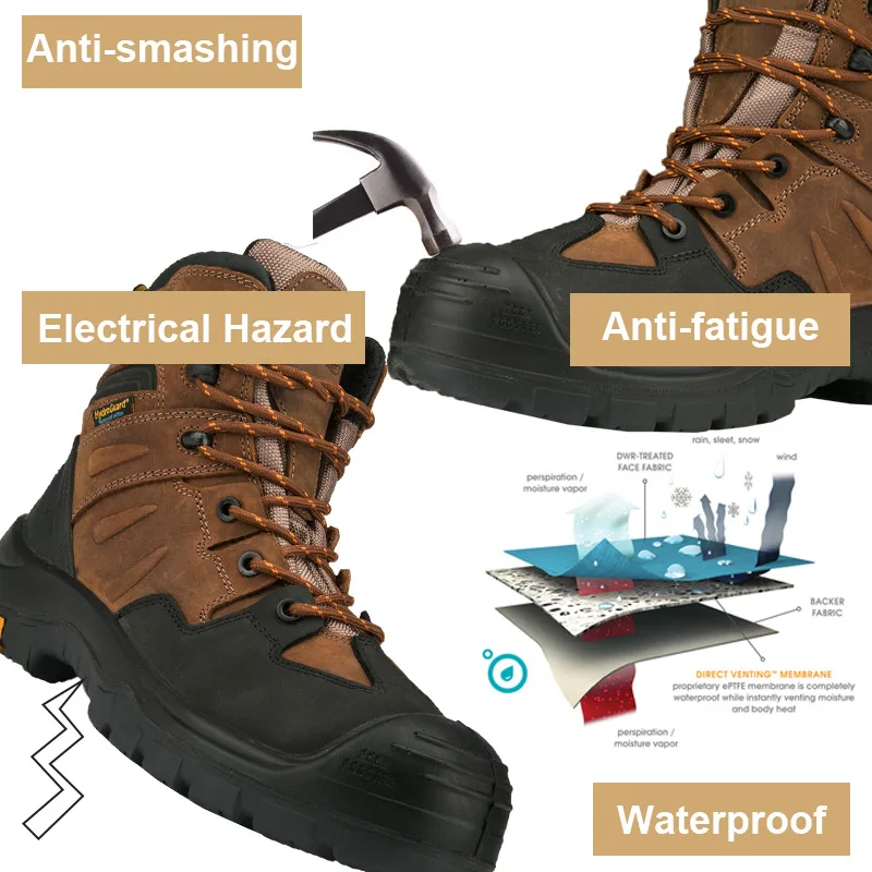 ROCKROOSTER Hiking Shoes Men Waterproof Hunting Boots Leather Work Safety Shoes Tactical Ankle Boots Male trekking Boots