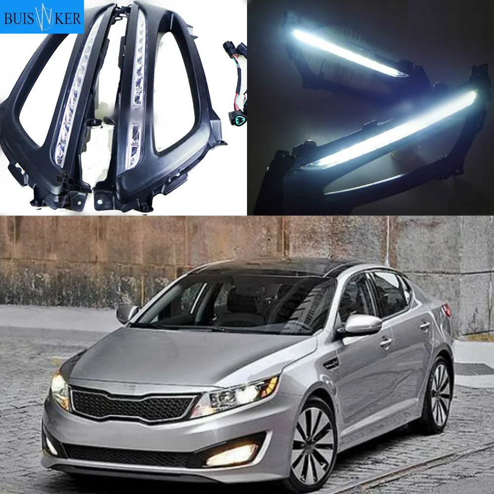 

Car 1 Set Car LED For Kia Optima K5 2011 2012 2013 2014 DRL Daytime Running Light Daylight With Yellow Turn Signal