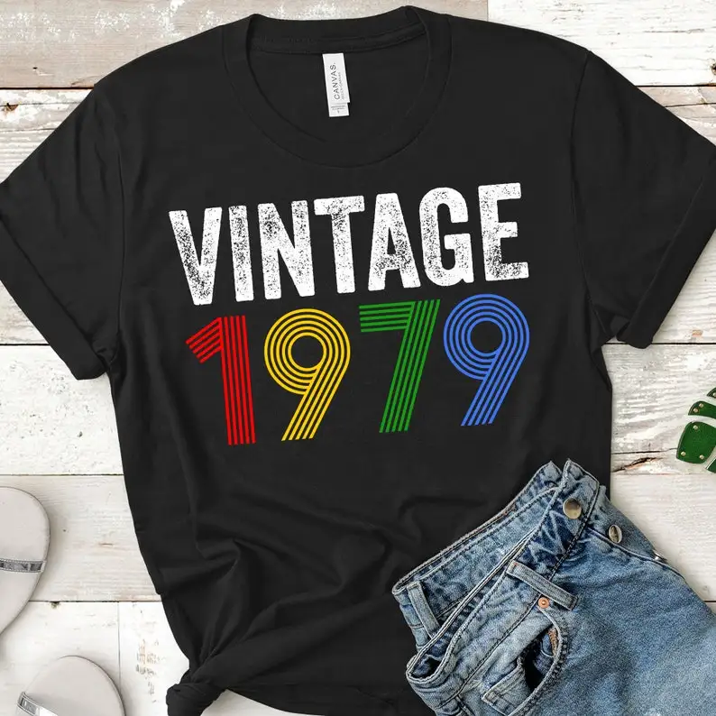 Vintage 1979 43nd Birthday Gift All Original Parts Party Birthday   Classic Funny Graphic 100%Cotton Women Plus Size O Neck y2k