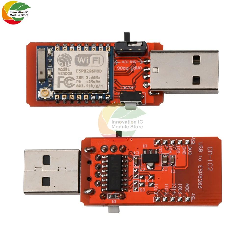 CH340G USB To ESP8266 ESP07 ESP-07 WiFi Wireless Module Converter Development Board Programmer UART Adapter 2.4GHz IPEX Antenna