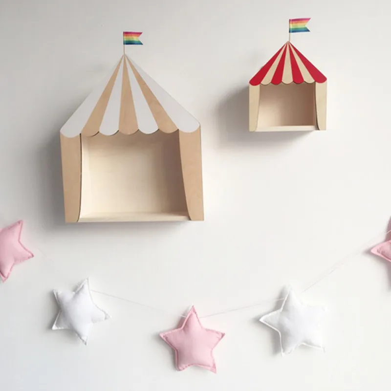 Wall Hanging Circus Cabin House Shelf Ornaments Hanging Storage Box Children's Room Decoration Desktop Accessories