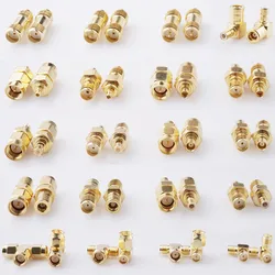 1pcs RF Coax Coaxial adapter SMA male female To MCX MMCX SMB Male Female connector 1 To 2 Type 45 90 Degree Nut