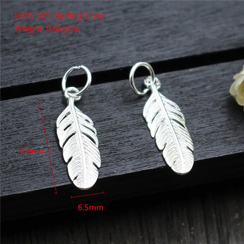 925 Sterling Silver Female Earring Jewelry Accessories Feather Pendant Charms Jewelry Findings for Women Bracelets Accessories