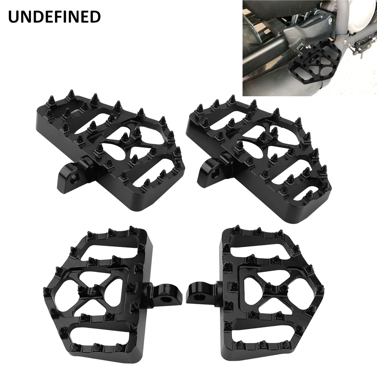 

Motorcycle Floorboards MX Wide Foot Pegs Footrest Black Spike For Harley Sportster 883 Dyna StreetBob Touring Road Glide Softail