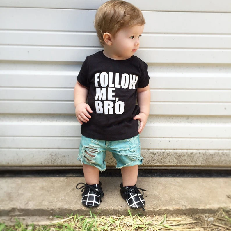 

Kids T-shirt For Toddler Infant kids Summer Clothes follow me bro T Shirts Fashion Short Sleeve Tops Tees sibling t-shirt