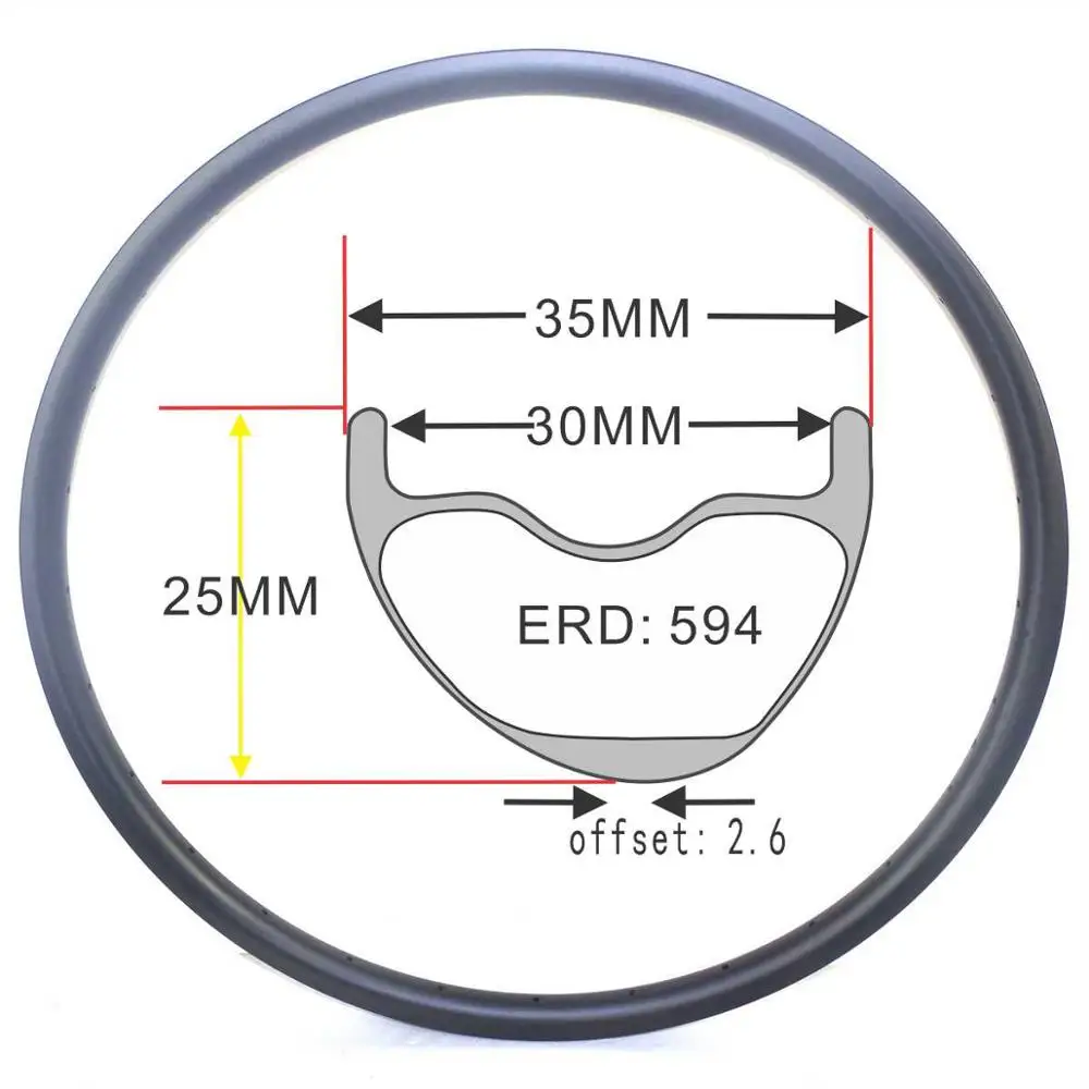 Super Light MTB Carbon Rims 29ER Asymmetrical 33mm 35mm External Width 25mm Depth Mountain Bicycle Composite Toray T800