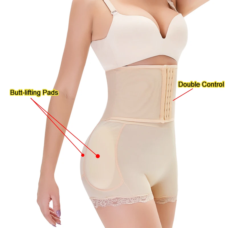 

High Waisted Waist Trainer Shapewear Body Tummy Shaper Fake Ass Butt Lifter Booties Hip Pads Enhancer Booty Lifter Thigh Trimmer