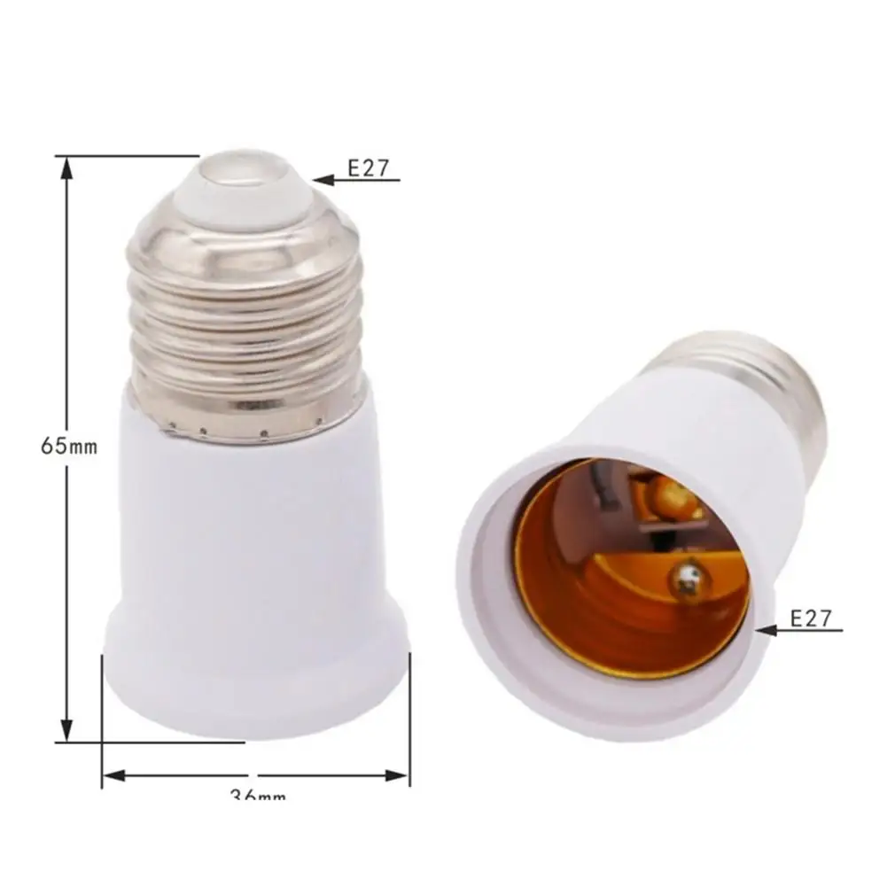 E27 to E27 65mm Extend Socket Base Lamp Holder Converter Light Bulb Cap Conversion Adapter