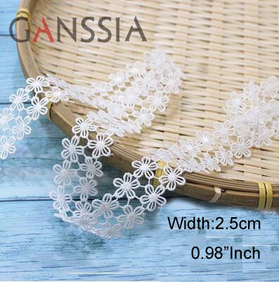 Width: 2.5cm (1 inch) Flower Water-Soluble Lace Trim Ivory White for DIY Clothing Decoration (SS-2189)