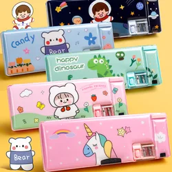 Scatola di cancelleria per cartoni animati con temperamatite astuccio in plastica scatola di immagazzinaggio per scuola kid cute pen case Student pencil box gifts