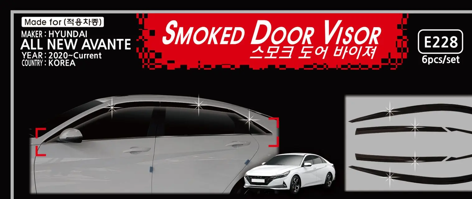 

Chrome door visor side window deflector shade sun rain shield silver trips eaves for Hyundai All New Avante 2020