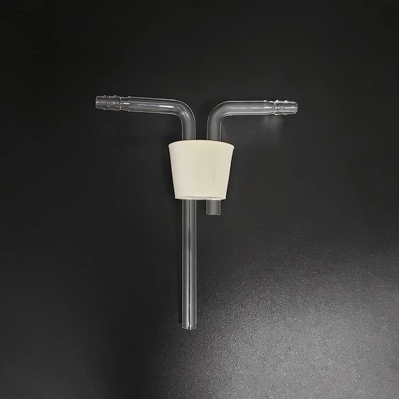 White rubber stopper,With glass inlet and outlet trachea,Number 6-21,Bottle corks,Air scrubber accessories