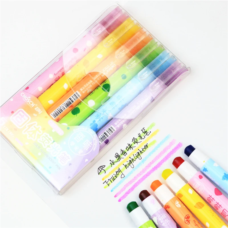 Fruit scented Highlighter Solid rotating retractable creative marker pen Children\'s art painting color pen