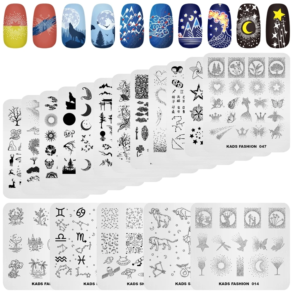 Nail Stamping Plates Sun Moon Stars Pattern Design Nail Art Image Template Stainless Steel Printing Plate for DIY Nails