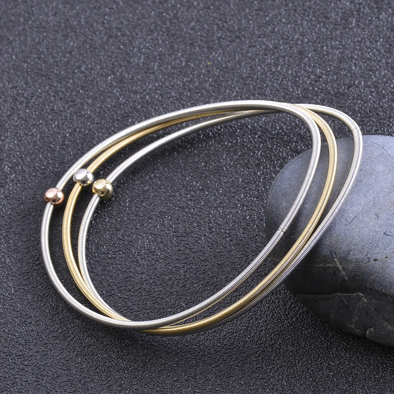 Popular Jewelry Simple Steel Wire Diameter 1.7mm Spring Screw Head Can Be Opened And Tightened Telescopic Color Spring Bracelet