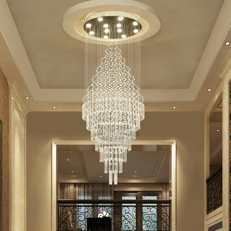 Stairs Chandeliers Modern Crystal Chandelier Lighting Interior Lamps Luxury Villa Light Loft Light Home Decoration Lamp