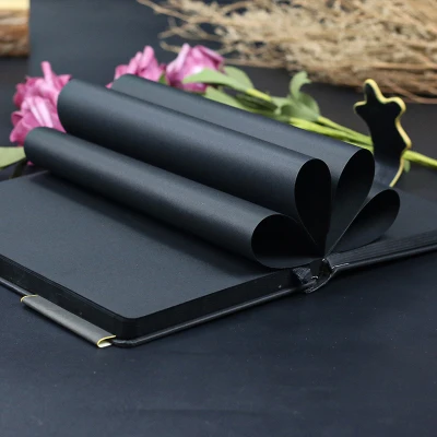 Páginas interiores de papel de Blamk negro creativo, libros pintados a mano, diarios, páginas interiores de cartón negro engrosado, cuadernos de arte, nuevo