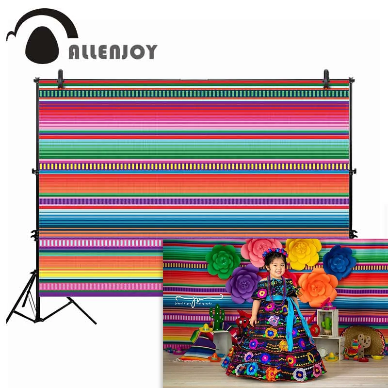 Allenjoy-telón de fondo de fiesta Mexicana, serape, Carnaval, cinco de mayo, decoración, fiesta de cumpleaños, photocall