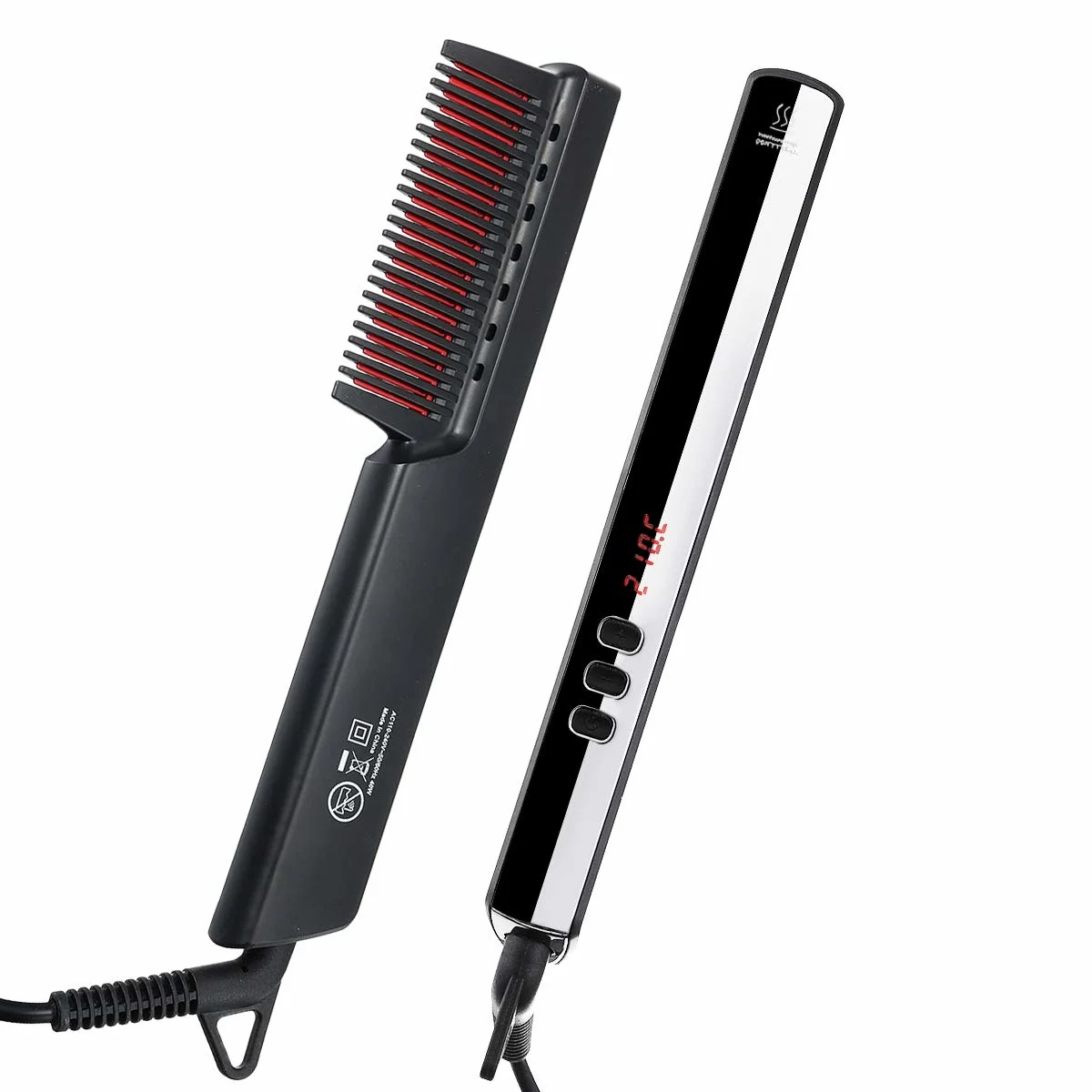 Lcd Display Stijltang Borstel Elektrische Hot Kam Straightening Hair Iron Verwarming Kam Stijltang Verwarmd Mannen Baard Borstel