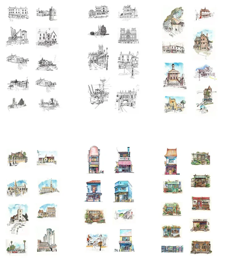 Oude Huis Decoratieve Sticker (1Pack = 6 Stuks)