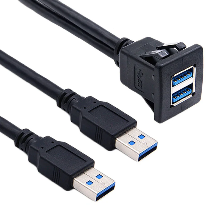 كابل usb 3.0 و USB2.0 مزدوج ، كابل تركيب لوحة القيادة ، معزول ، ذكر إلى أنثى ، 1 متر/2 متر